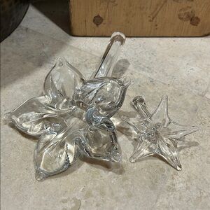 Set of 2 Vintage Hand-blown Glass Lily Bud Vases